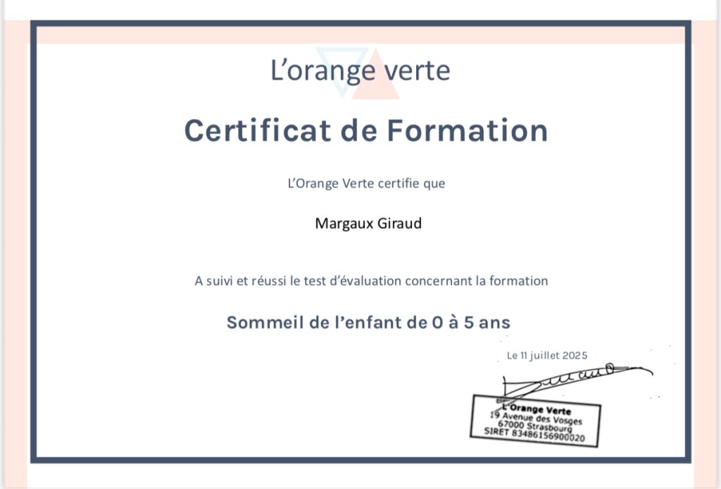 Certificat en accompagnement du sommeil de l’enfant, méthodes bienveillantes pour apaiser et améliorer le sommeil des tout-petits.